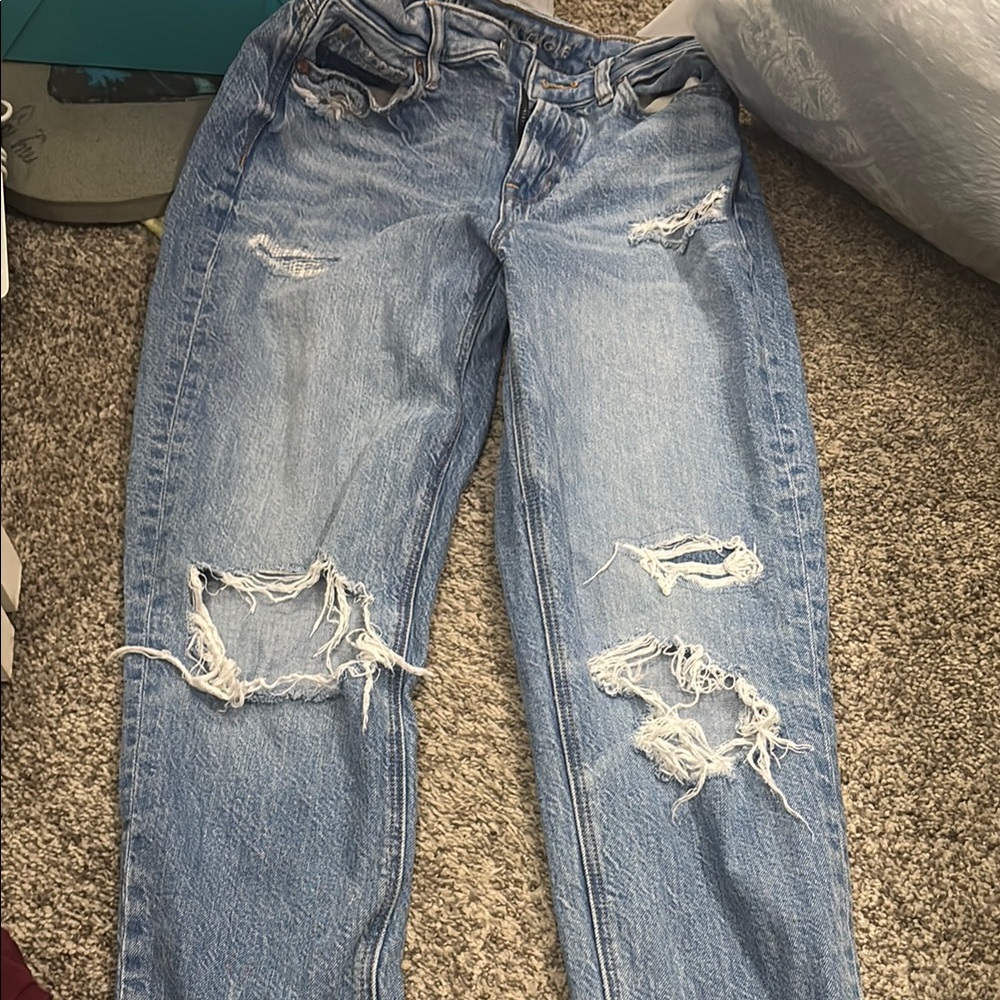 Distressed Blue Jeans